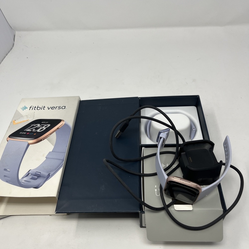 Fitbit Versa Fitness Activity Tracker Smartwatch Periwinkle/Rose Gold